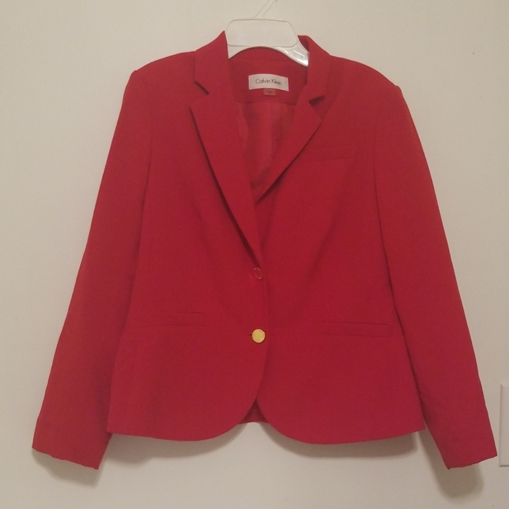 Red Calvin Klein blazer